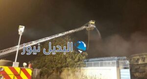 حريق ضخم في مستودع ملابسحريق ضخم في مستودع ملابس